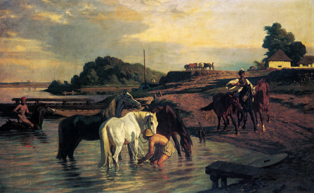 Horses at the Theiss. from Károly Lotz