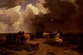 Pusztalandschaft with horse herd and storm pulling up. from Károly Lotz