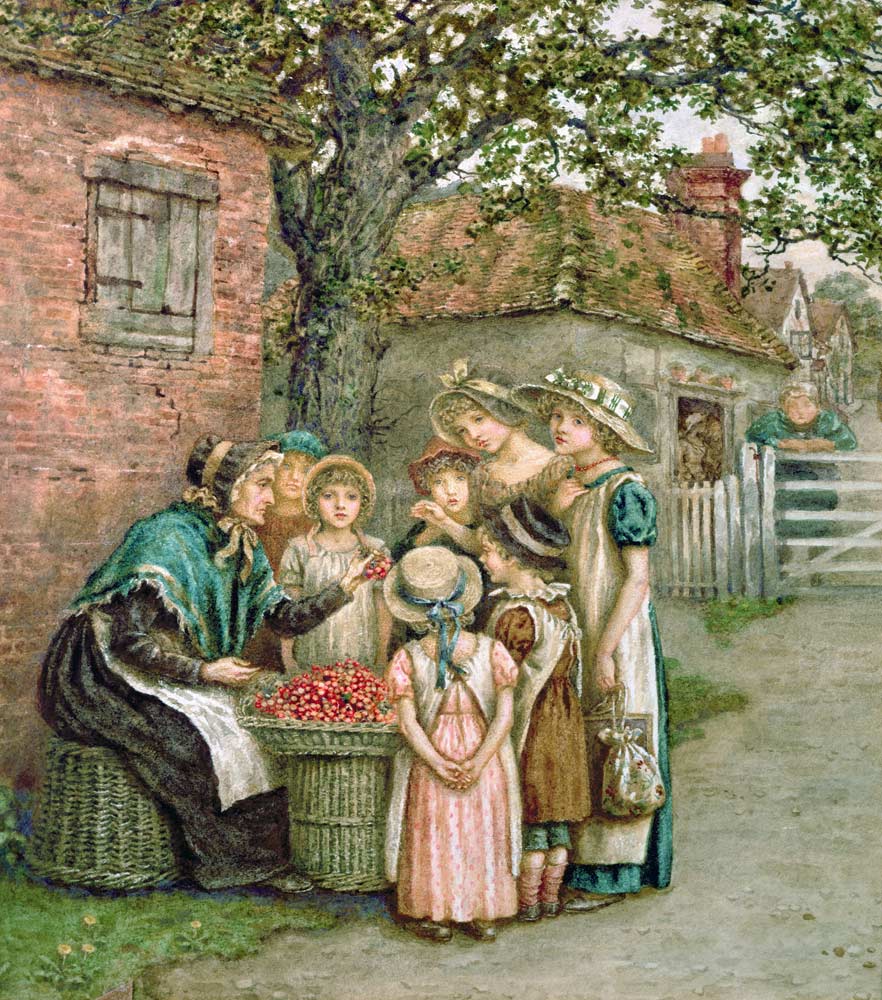 The Cherry Woman Kate Greenaway as art print or hand painted oil.