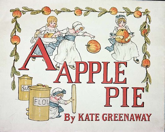 Illustration for the letter ''A'' from ''Apple Pie Alphabet'', published 1885 from Kate Greenaway