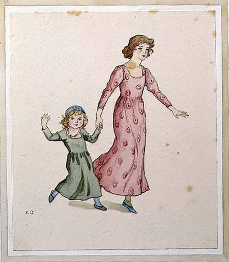 Two Little Girls in Party Dresses from Kate Greenaway