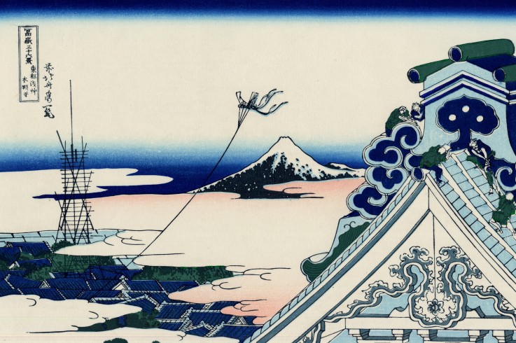 Asakusa Hongan-ji temple in the Eastern capital, Edo (from a Series "36 Views of Mount Fuji") from Katsushika Hokusai