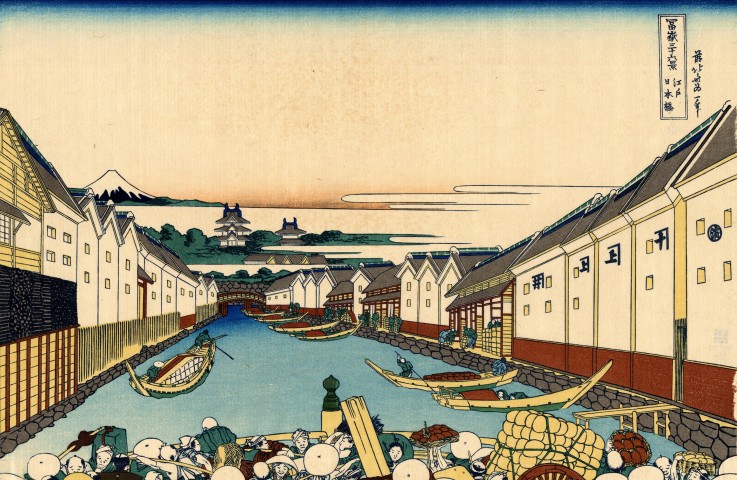 Nihonbashi bridge in Edo (from a Series "36 Views of Mount Fuji") from Katsushika Hokusai