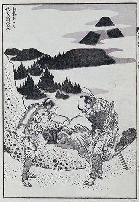 Two men, from a Manga (colour woodblock print) from Katsushika Hokusai