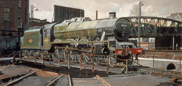 Jubilee Turnaround, Hawke 45652 Jubilee Class Locomotive on Camden turntable, London (oil on canvas) from Kevin 