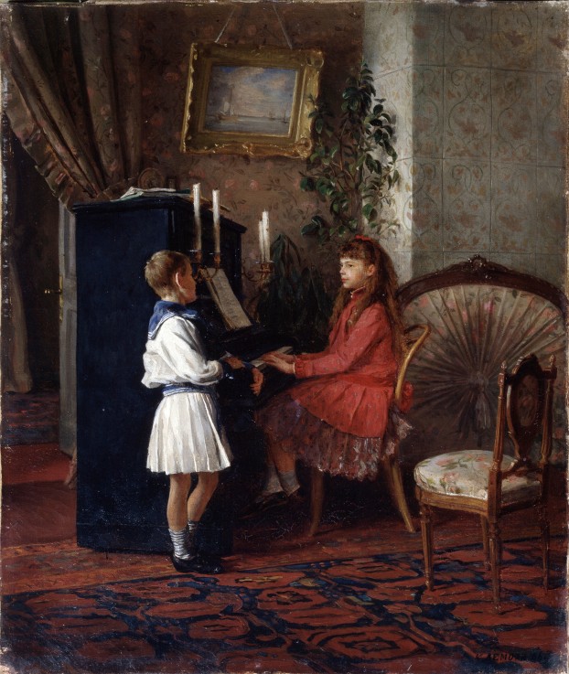 Children at the piano from Kirill Wikentjewitsch Lemoch