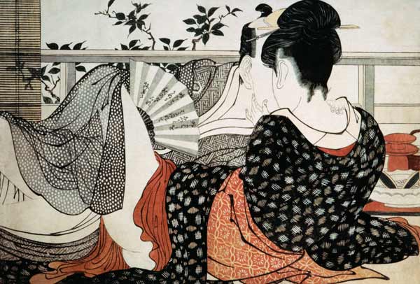 Lovers from the 'Poem of the Pillow', ('Uta makura') from Kitagawa  Utamaro