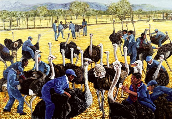 Ostrich Farm, 1988 (gouache on rice paper)  from Komi  Chen