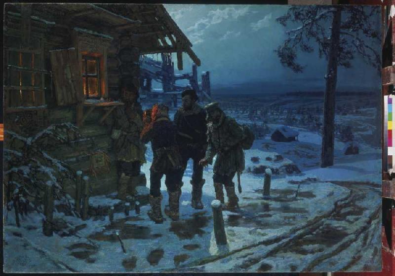 The alms for Siberian prisoners run away from Konstantin Apollonowitsch Sawizki