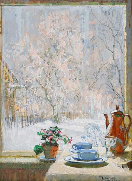 Winterblick durch das Fenste from Konstantin Ivanovich Gorbatov