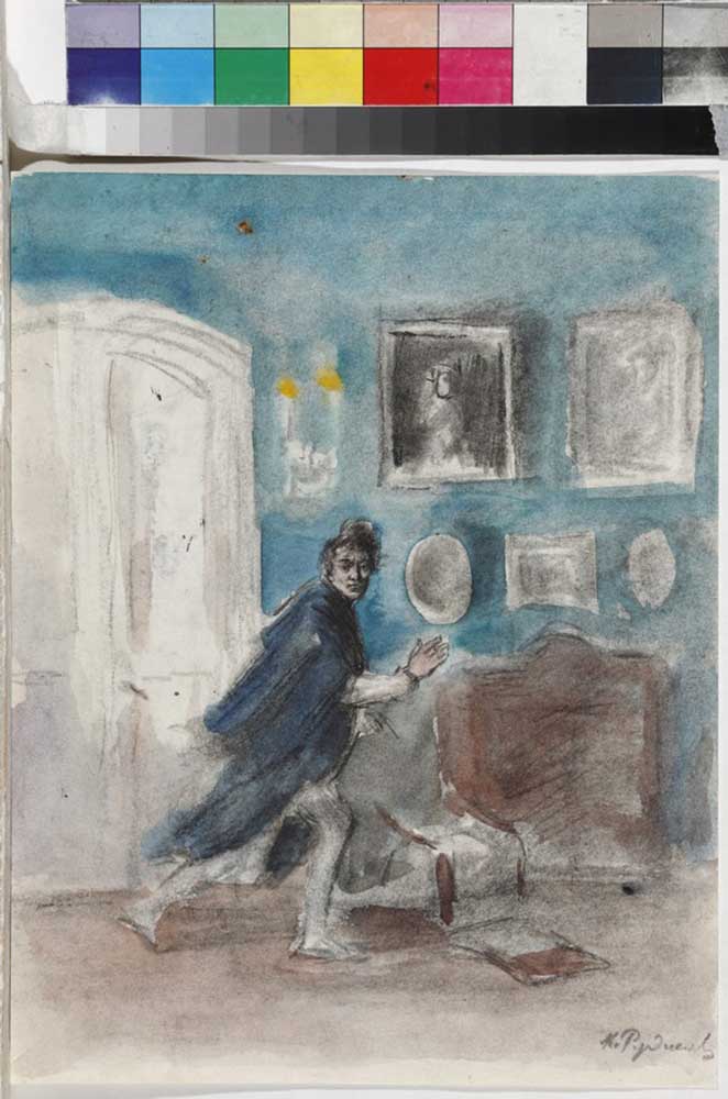 Illustration for the poem Count Nulin by A. Pushkin from Konstantin Iwanowitsch Rudakow