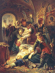 Gedungene Mörder töten den Sohn des Zaren Boris Godunov from Konstantin Jegorowitsch Makowski