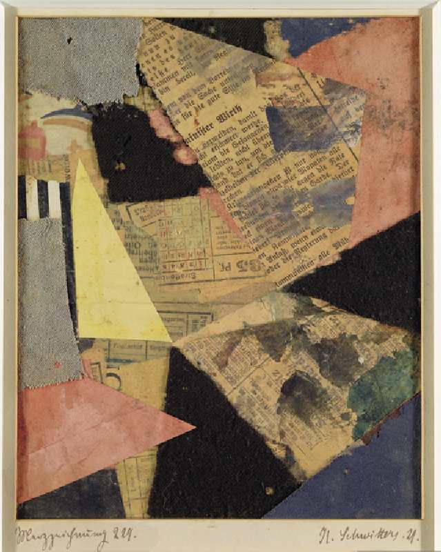 Merzzeichnung 229, 1921 (paper and textile collage on card) from Kurt Schwitters