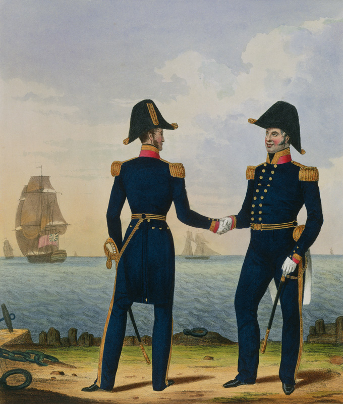 Captains, plate 5 from 'Costume of the Royal Navy and Marines', engraved by the artists, c.1830-37 ( from L. and Eschauzier, St. Mansion