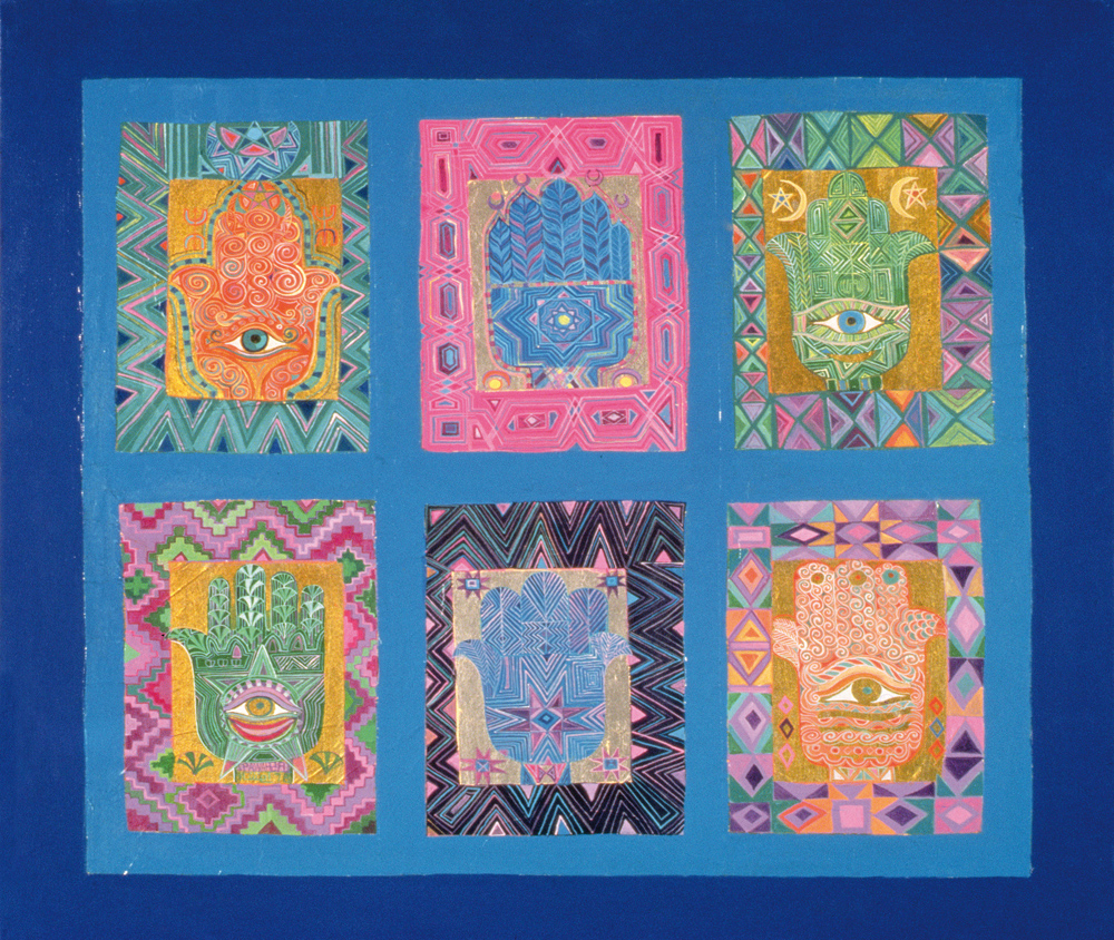 Windows of Hope, 1990 (acrylic, paper & gold leaf on canvas)  from Laila  Shawa
