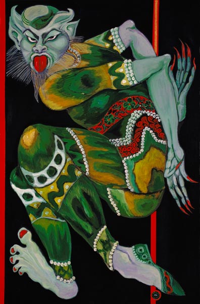 The Devil, after Bakst (Part I), 1992 (acrylic on canvas) (see also 279212)  from Laila  Shawa