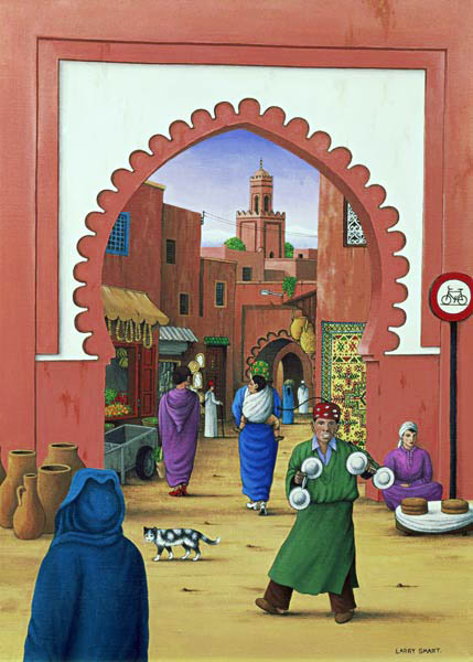 Street Scene in Marrakesh, 1992 (acrylic on linen)  from Larry  Smart