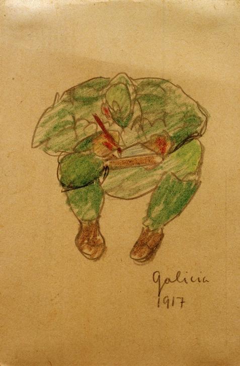 Im Hocken schreibender / zeichnender Soldat from László Moholy-Nagy