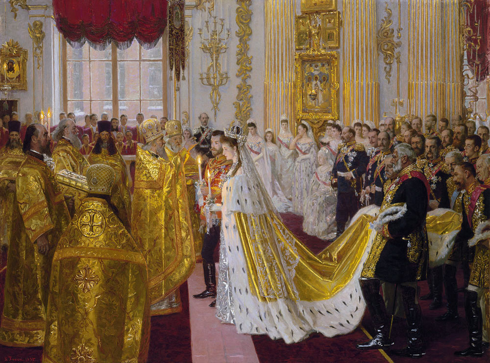 The wedding of Tsar Nicholas II and the Princess Alix of Hesse-Darmstadt on November 26, 1894 from Laurits Regner Tuxen