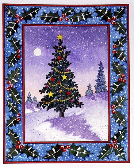 Christmas Tree in the Snow (w/c on paper)  from Lavinia  Hamer