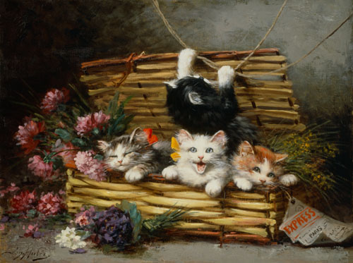 A basket full of cats from Léon Charles Huber