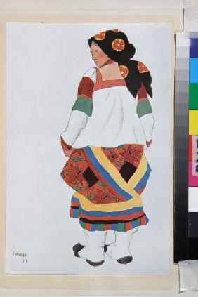 Peasant woman. Costume design for the Vaudeville "Old Moscow" at the Théâtre Femina in Paris