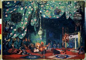 Stage design for the ballet Sheherazade by N. Rimsky-Korsakov