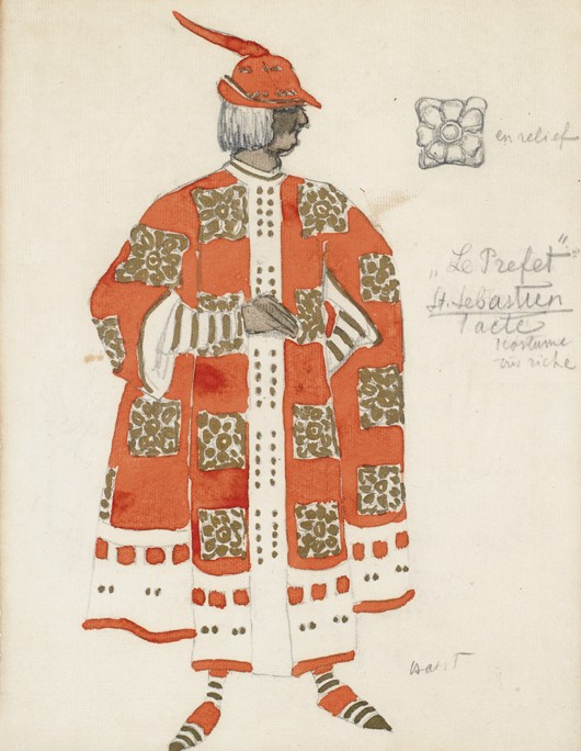 Costume design for the play "The Martyrdom of St. Sebastian" by Gabriele D'Annuzio from Leon Nikolajewitsch Bakst