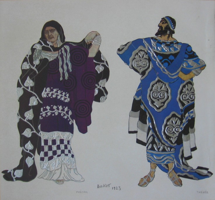 Phaedra and Theseus. Costume design for the drama Phaedra (Phèdre) by Jean Racine from Leon Nikolajewitsch Bakst