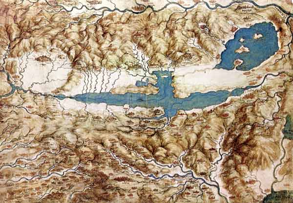 Topographic View of the Countryside around the Plain of Arezzo and the Val di Chiana from Leonardo da Vinci