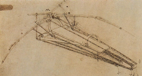 Drawing of a flying machine from Leonardo da Vinci