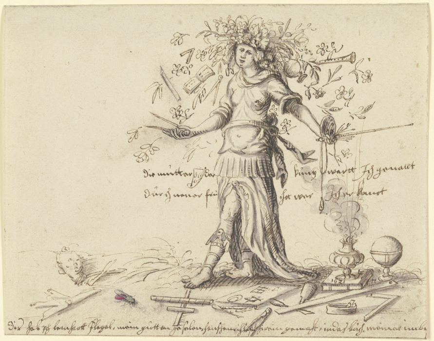 Allegorische Frauengestalt mit einem Blumenkranz im Haar from Leonhardt Flegel
