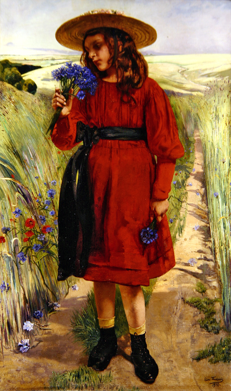 Spring or, Young Girl with Cornflowers (oil on canvas)  from Leon Henri Marie Frederic