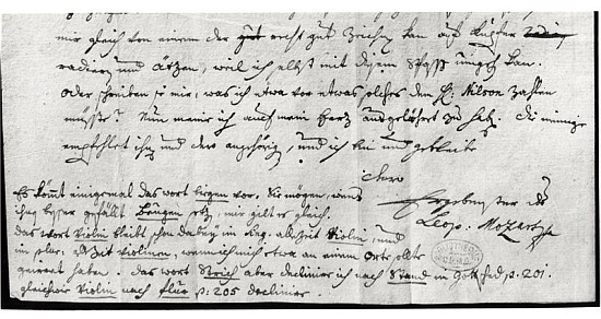 Letter from Leopold Mozart (1719-87), 7th July 1755 from Leopold Mozart