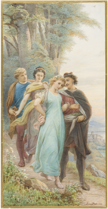 Die wieder vereinten Brautpaare auf dem Weg aus dem Wald, vorn Helena und Demetrius, dahinter Hermia from Leopold von Bode