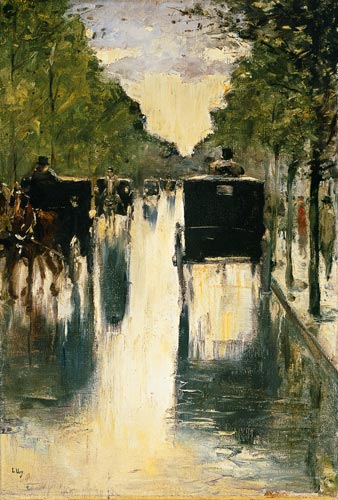 Rain water of Berlin Strasse with hackney-cabs from Lesser Ury