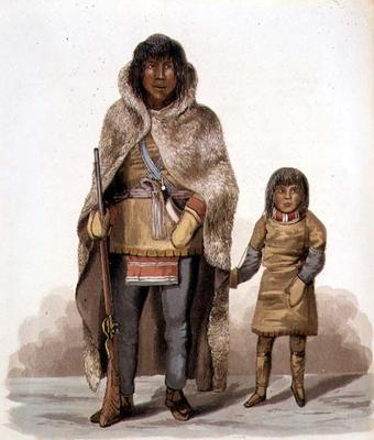 Portrait of Akaitcho and his Son, from 'Narrative of a Journey to the Shores of the Polar Sea in the from Lieutenant Hood