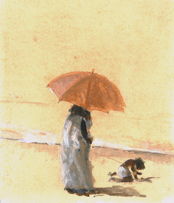 Woman and Child on Beach from Lincoln  Seligman