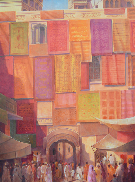 City wall with rugs, Jaisalmer from Lincoln  Seligman