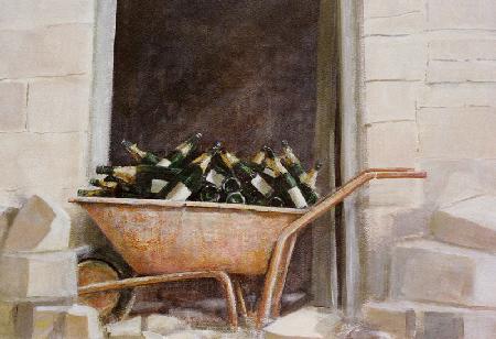 Champagne Wheelbarrow, 1985 (acrylic on canvas) 