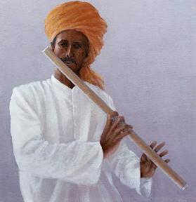Flute Player (oil on canvas) 