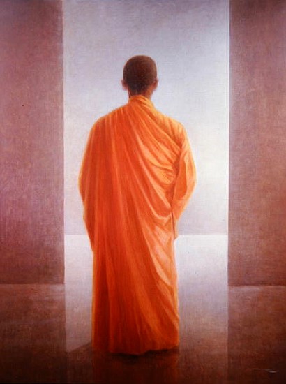 Young Monk, back view, Vietnam (oil on canvas)  from Lincoln  Seligman