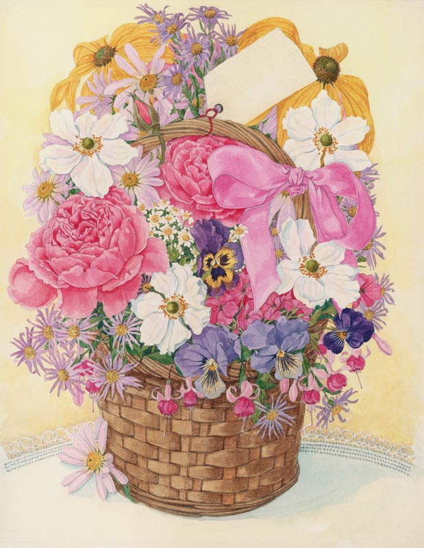 Basket of Flowers, 1995 (w/c on paper)  from Linda  Benton