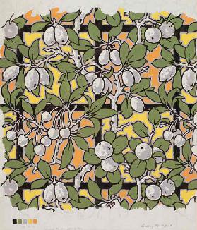 Mixed Fruit on Trellis, design for printed cotton, 20th century
