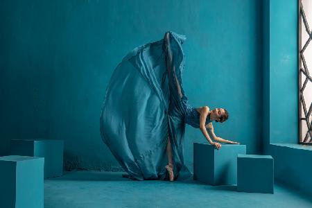 Ballerina on Bluish Background