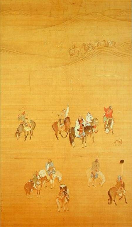 Kublai Khan (1214-94) Hunting, Yuan dynasty from Liu  Kuan-tao