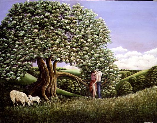 Lovers and a Hawthorn Tree, 1982 (panel)  from Liz  Wright