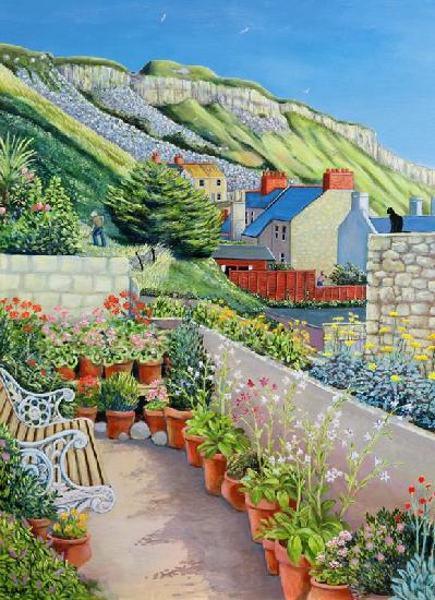 Garden Terrace and Cliff, 2002 (oil on board) 
