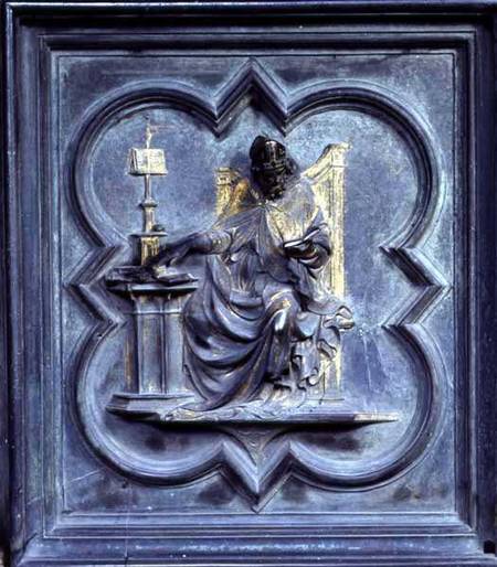 St Ambrose, panel E of the North Doors of the Baptistery of San Giovanni from Lorenzo Ghiberti