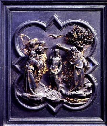 The Baptism of Christ, fifth panel of the North Doors of the Baptistery of San Giovanni from Lorenzo Ghiberti